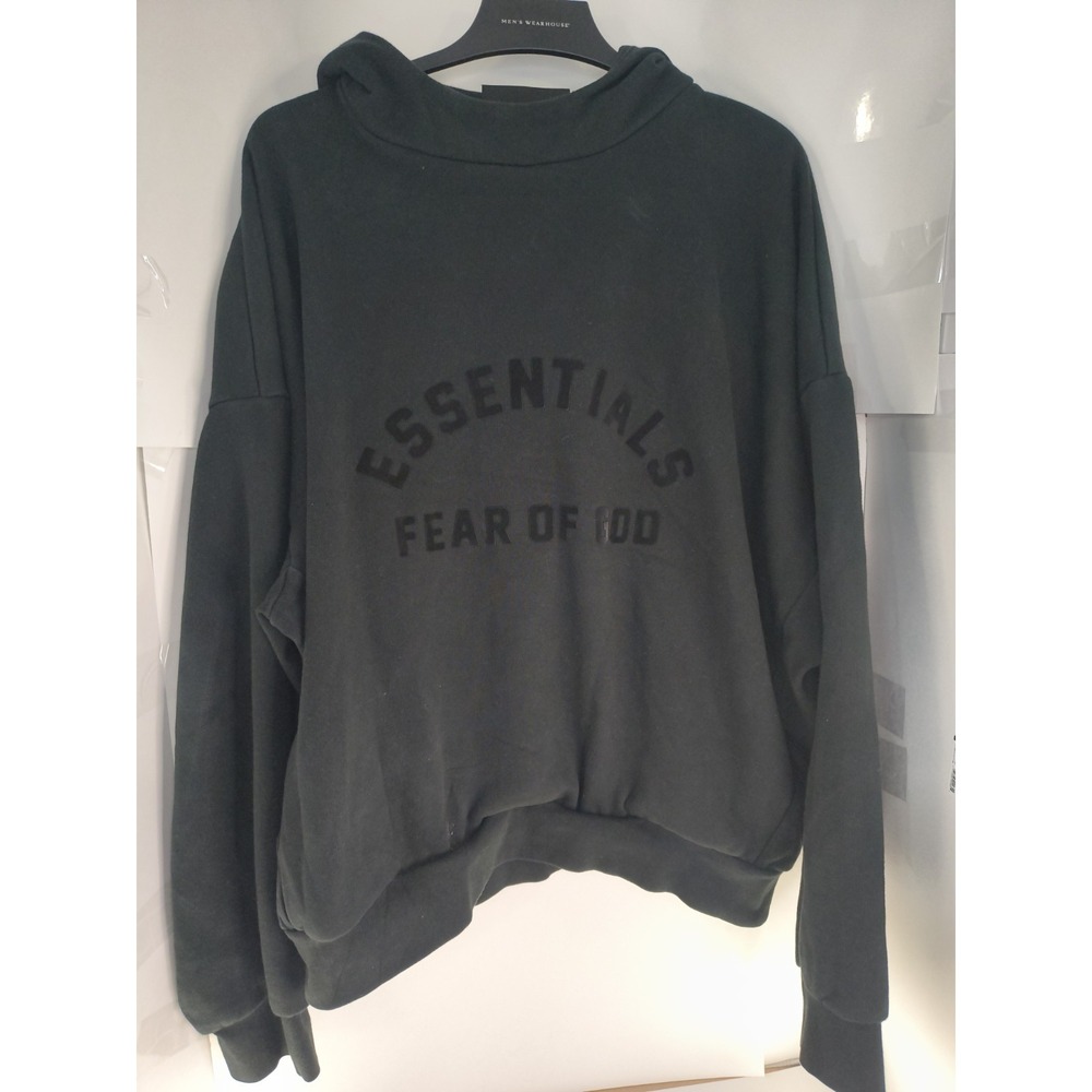 Fear of God Black Hoodie Men's Oversized Pullover Sweatshirt Size L Vintage